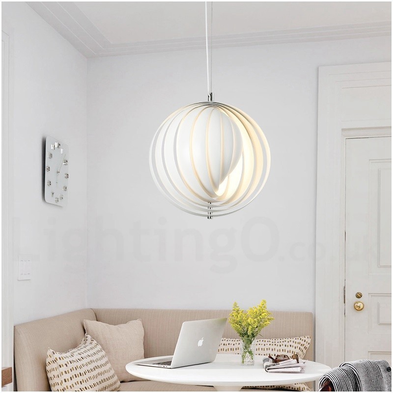 Lámpara colgante DIY posmoderna giratoria de globo blanco