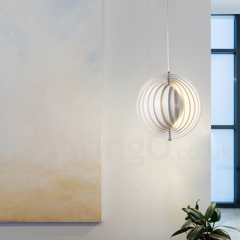Lámpara colgante DIY posmoderna giratoria de globo blanco
