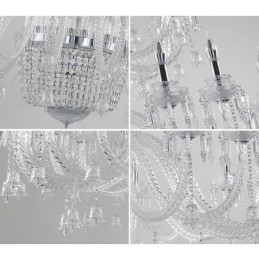 Candelabro de cristal de 50 luces transparente, elegante y lujoso, para sala de exposiciones