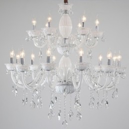 Lámpara de araña elegante de 18 (12+6) luces blancas con cristal