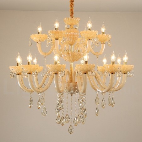 Candelabro de cristal champán de lujo de 18 (12+6) luces Candelabro de cristal champán de lujo de 18 (12+6) luces