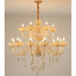Candelabro de cristal champán de lujo de 18 (12+6) luces