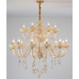 Candelabro de cristal champán de lujo de 18 (12+6) luces