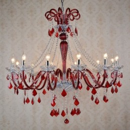 Candelabro de cristal rojo