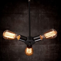 Lámpara colgante de 3 luces estilo rústico de hierro forjado