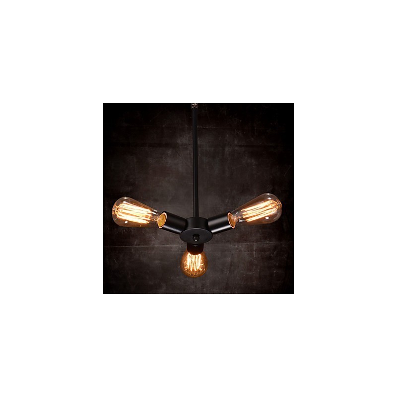 Lámpara colgante de 3 luces estilo rústico de hierro forjado