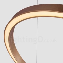 Lámpara colgante moderna contemporánea de aleación de aluminio con 3 anillos, regulable, inteligente, Wi-Fi, color oro rosa y pantalla acrílica.