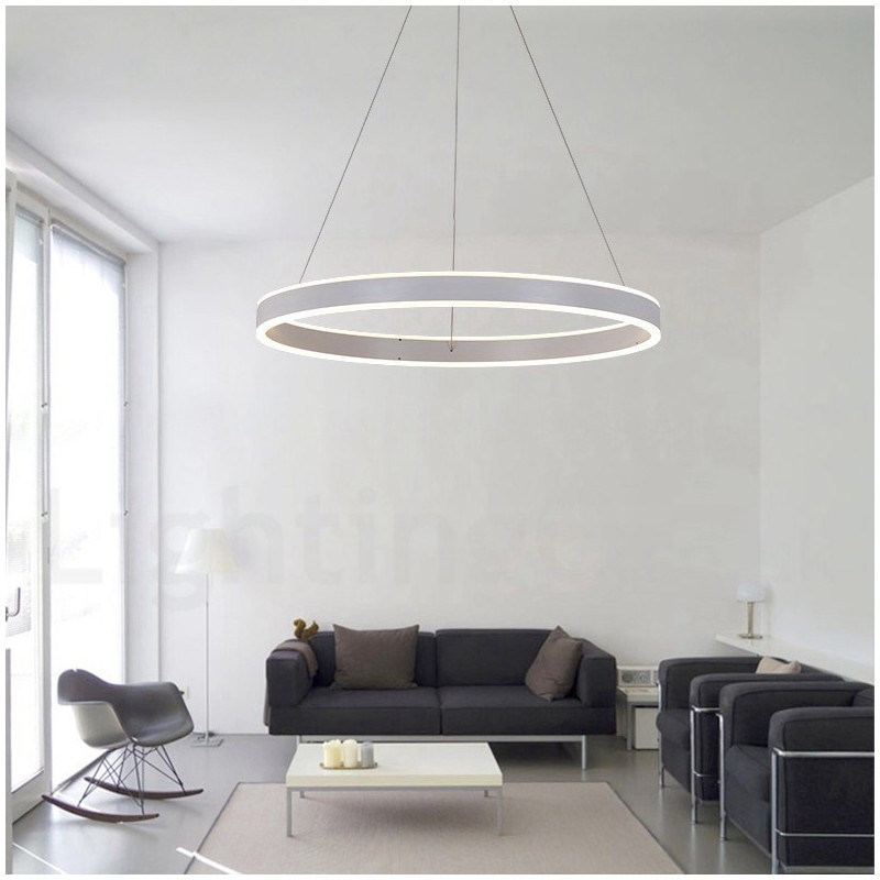 Lámpara colgante Art Déco de 1 anillo y dos tiras de 60 cm.