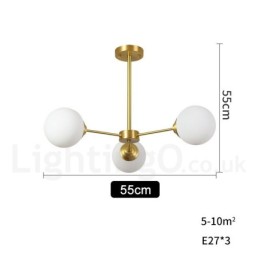 Lámpara colgante moderna de metal con tres luces de latón puro del norte de Europa.