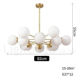 Lámpara colgante moderna de metal con dos niveles, 12 luces (6+6 luces), estilo del norte de Europa, de latón puro.