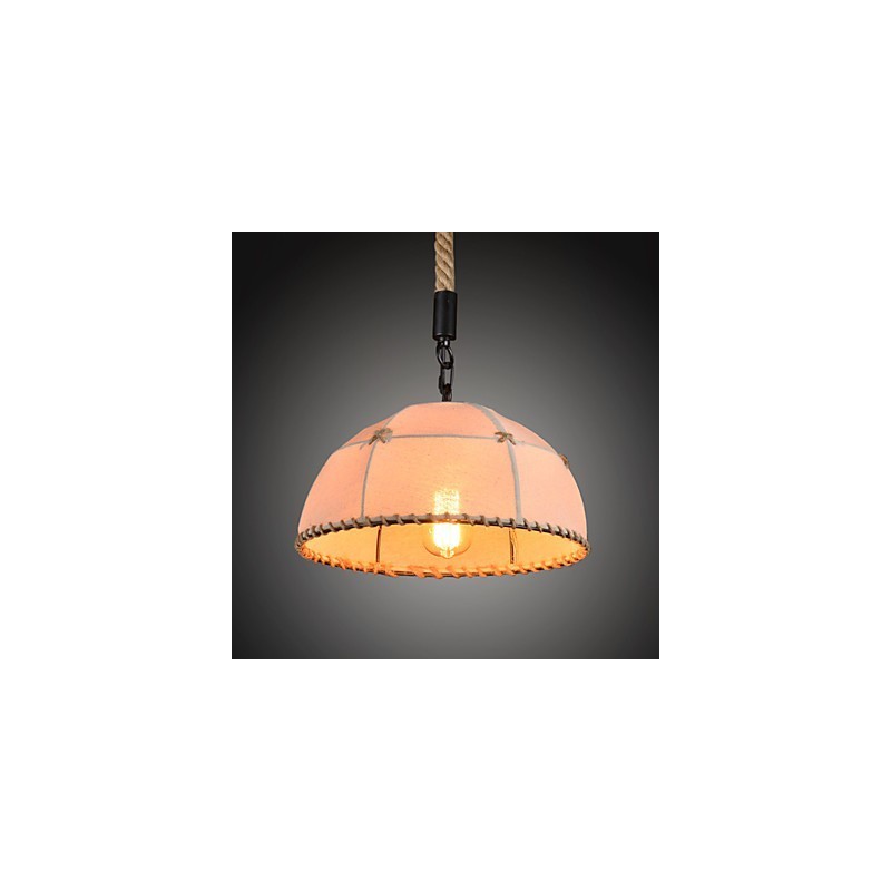 Lámpara de araña retro de estilo rural industrial hecha a mano con cuerda de cáñamo.