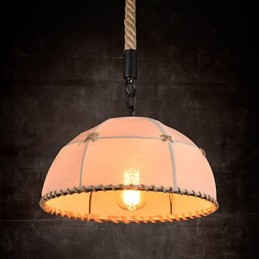 Lámpara de araña retro de estilo rural industrial hecha a mano con cuerda de cáñamo.
