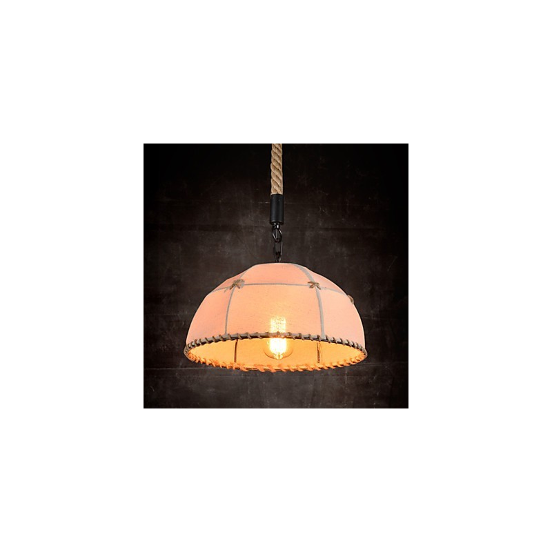 Lámpara de araña retro de estilo rural industrial hecha a mano con cuerda de cáñamo.