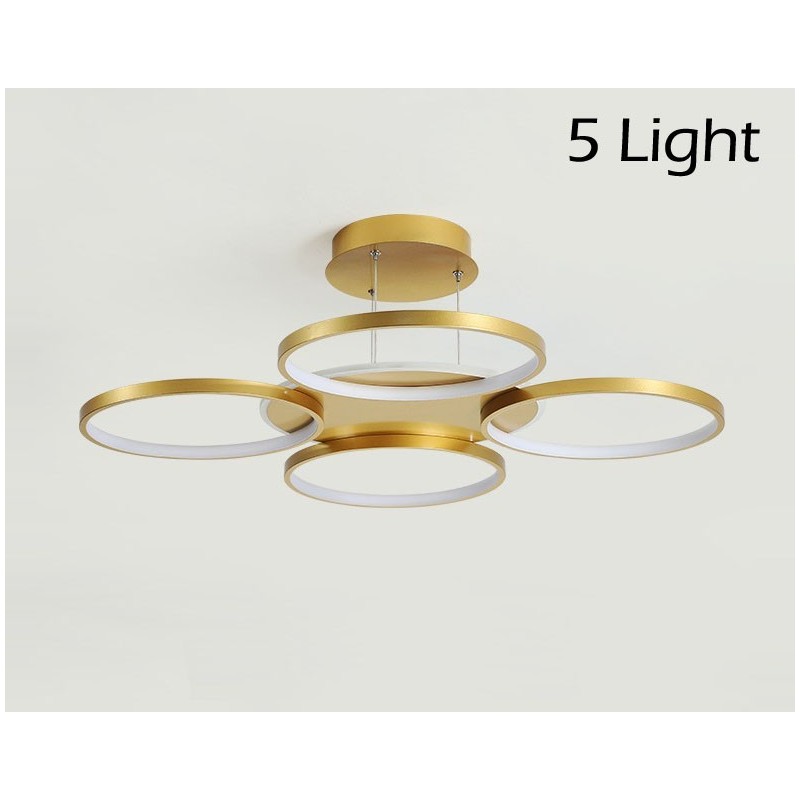 Lámpara de techo circular de estilo nórdico contemporáneo moderno dorado con control remoto. También se puede usar como luz de pared.