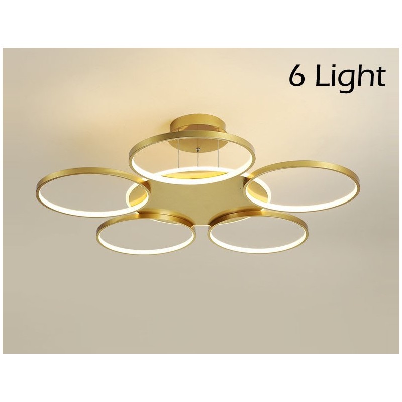 Lámpara de techo circular de estilo nórdico contemporáneo moderno dorado con control remoto. También se puede usar como luz de pared.