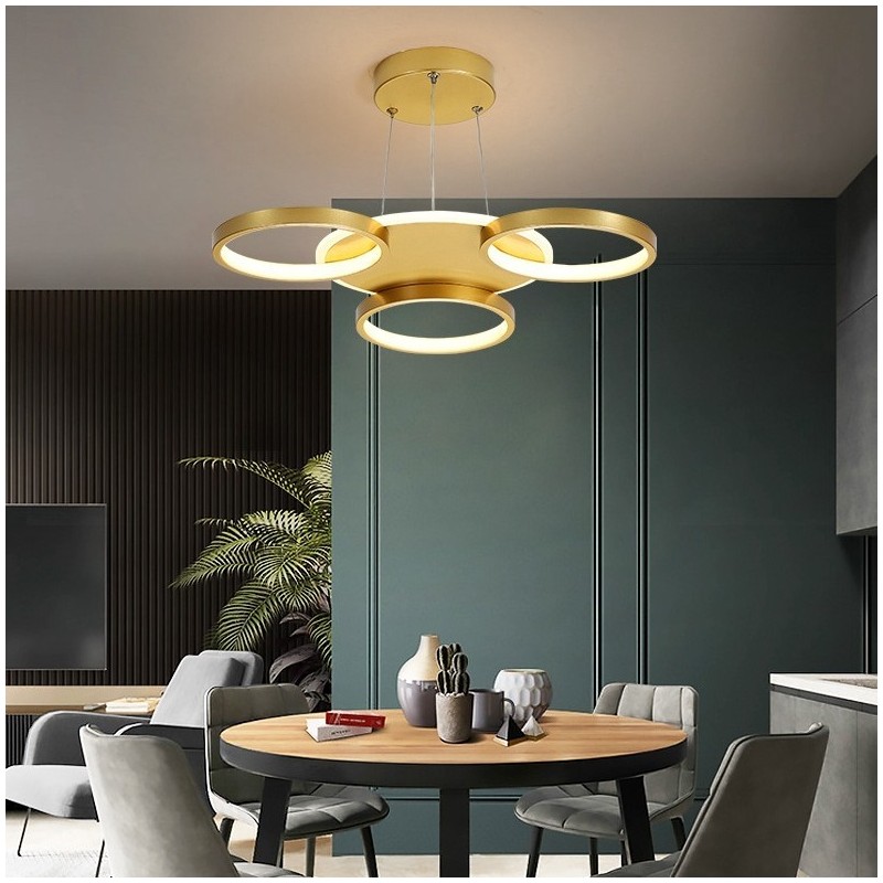 Lámpara de techo circular de estilo nórdico contemporáneo moderno dorado con control remoto. También se puede usar como luz de pared.