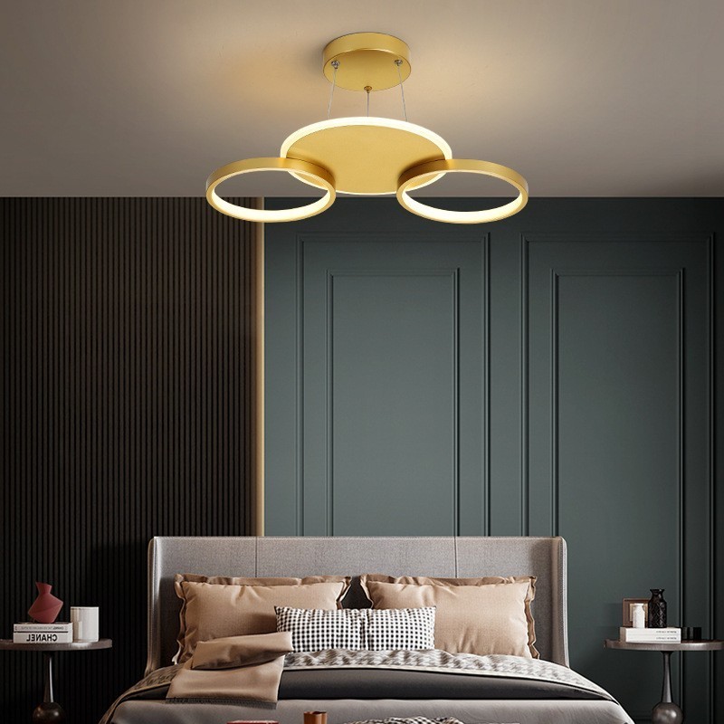 Lámpara de techo circular de estilo nórdico contemporáneo moderno dorado con control remoto. También se puede usar como luz de pared.