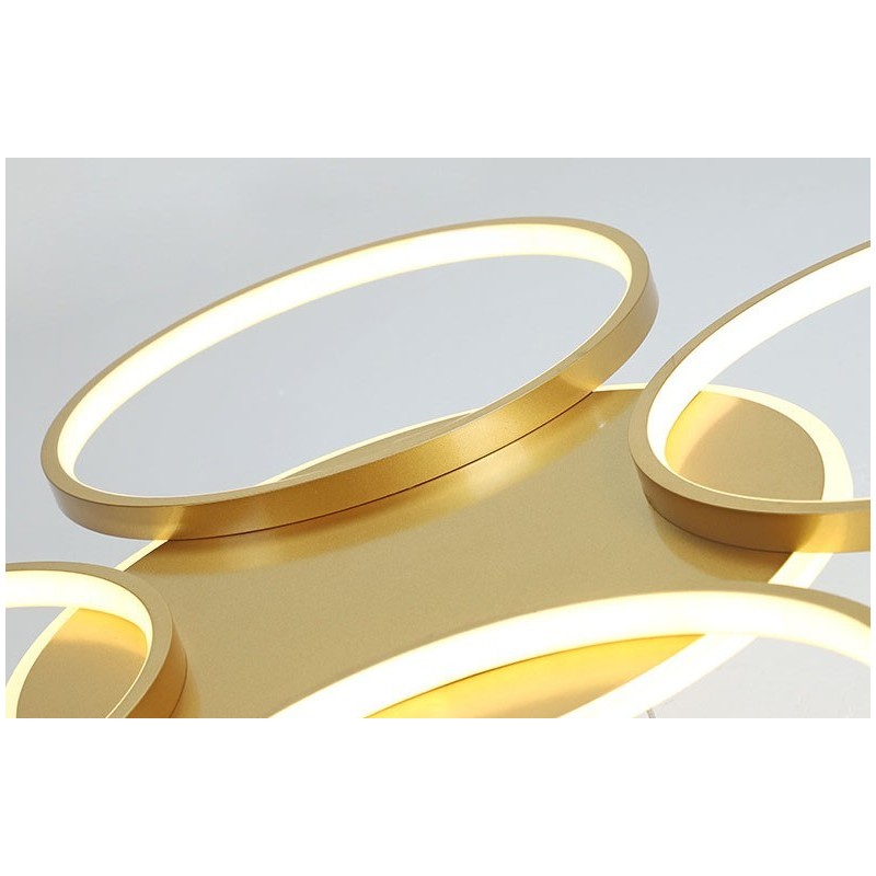 Lámpara de techo circular de estilo nórdico contemporáneo moderno dorado con control remoto. También se puede usar como luz de pared.