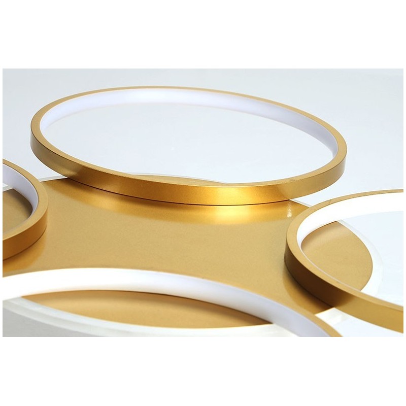 Lámpara de techo circular de estilo nórdico contemporáneo moderno dorado con control remoto. También se puede usar como luz de pared.