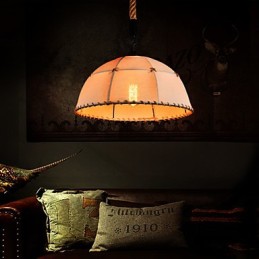 Lámpara de araña retro de estilo rural industrial hecha a mano con cuerda de cáñamo.