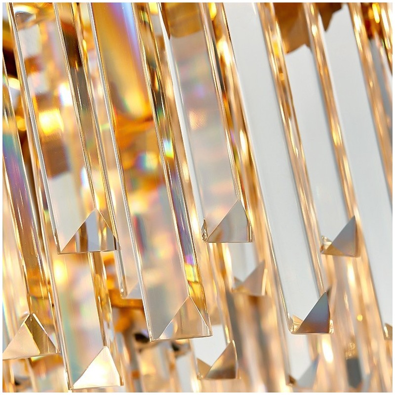 Lámpara colgante de lujo posmoderna de cristal K9 redondo negro y dorado