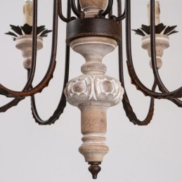 Lámpara de araña de madera vintage de estilo campestre con 6 luces