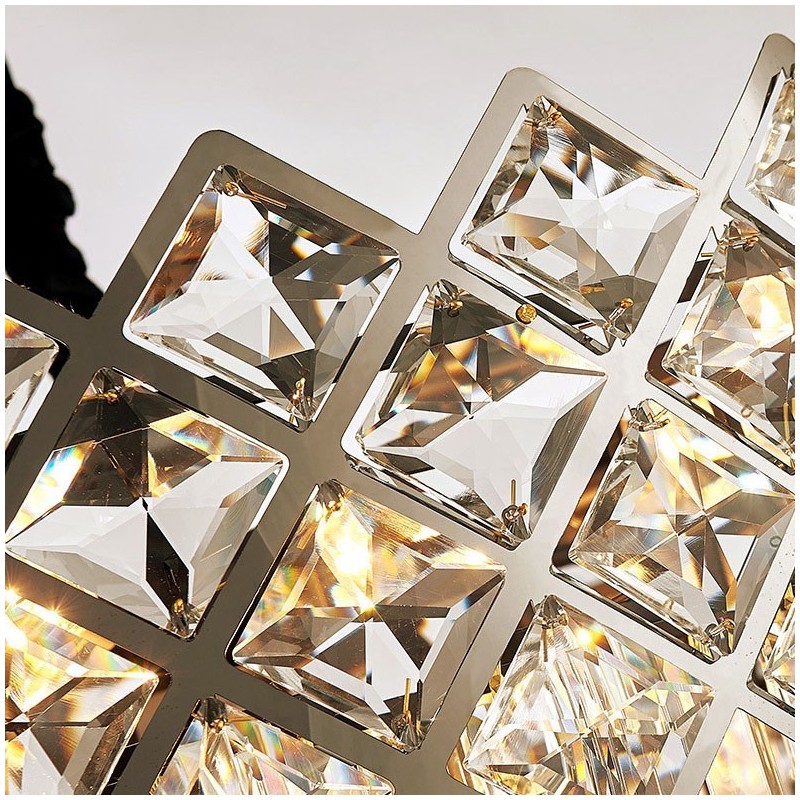 Lámpara colgante redonda de cristal K9 de plata posmoderna de lujo