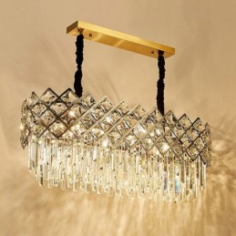 Lámpara colgante redonda de cristal K9 de plata posmoderna de lujo