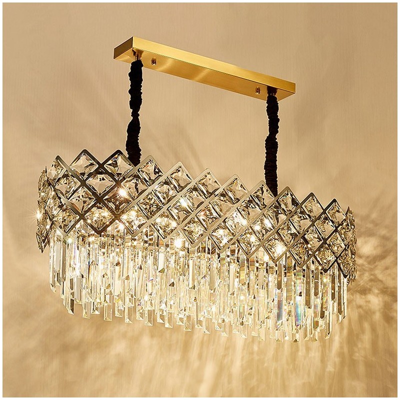 Lámpara colgante redonda de cristal K9 de plata posmoderna de lujo