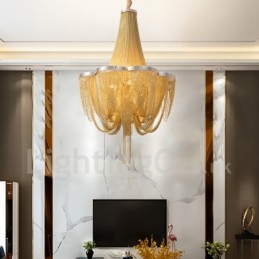 Lámpara colgante de diseño con borlas en color plata y oro
