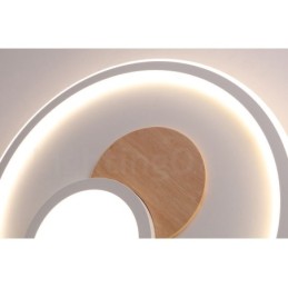 Lámpara de techo redonda empotrada de estilo nórdico moderno y contemporáneo, regulable en madera, con control remoto. También se puede usar como luz de pared.