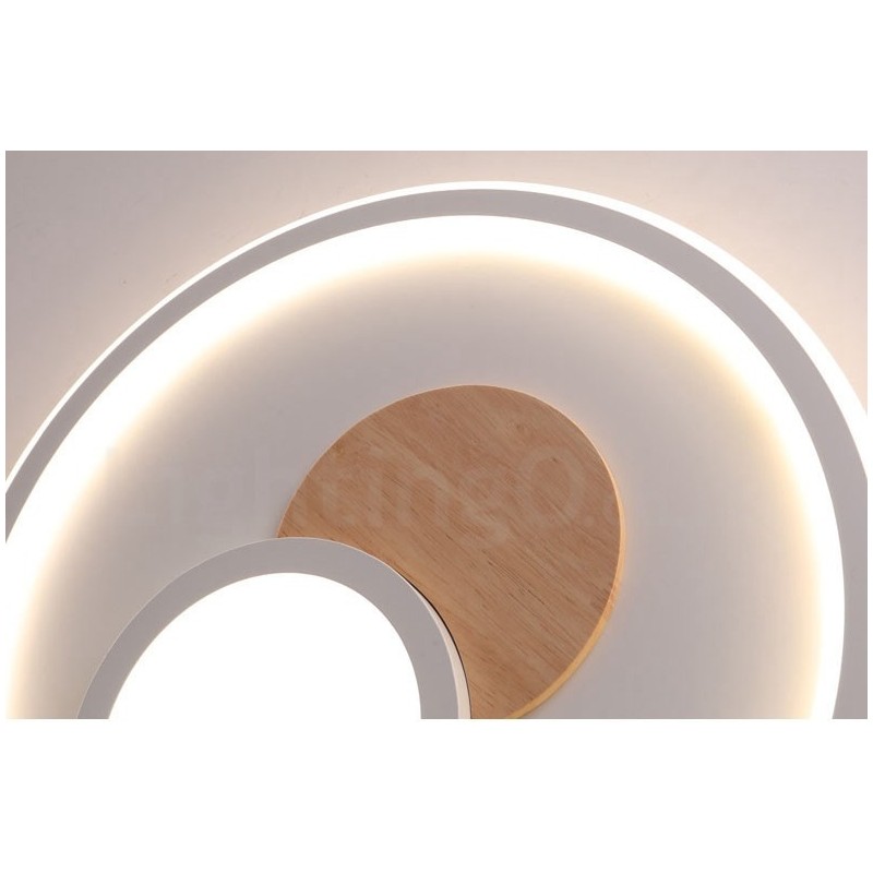 Lámpara de techo redonda empotrada de estilo nórdico moderno y contemporáneo, regulable en madera, con control remoto. También se puede usar como luz de pared.