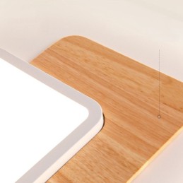Lámpara de techo rectangular de estilo nórdico contemporáneo, moderna y regulable, de madera, con mando a distancia. También se puede utilizar como luz de pared.