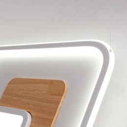 Lámpara de techo rectangular de estilo nórdico contemporáneo, moderna y regulable, de madera, con mando a distancia. También se puede utilizar como luz de pared.