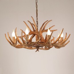 Lámpara de araña antigua de 8 luces con diseño rústico artístico retro de astas