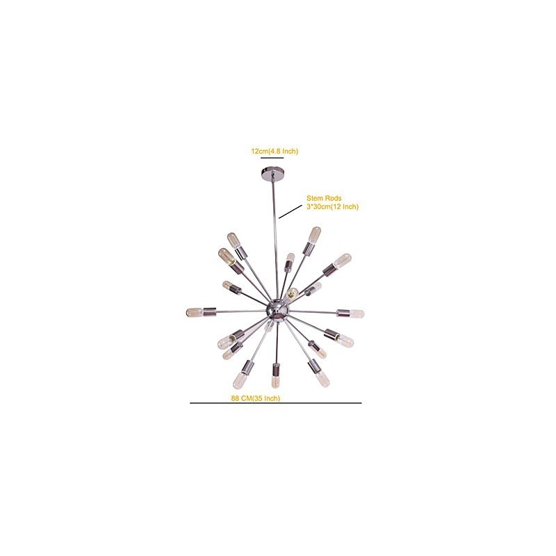 Lámpara de araña moderna con forma de globo para sala de estar, comedor, compras, tienda, noche, metal cromado