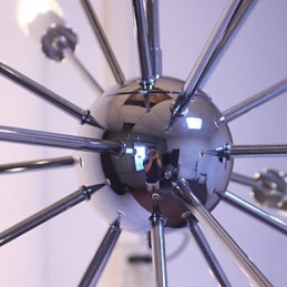 Lámpara de araña moderna con forma de globo para sala de estar, comedor, compras, tienda, noche, metal cromado