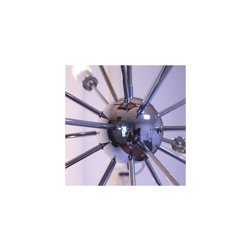 Lámpara de araña moderna con forma de globo para sala de estar, comedor, compras, tienda, noche, metal cromado