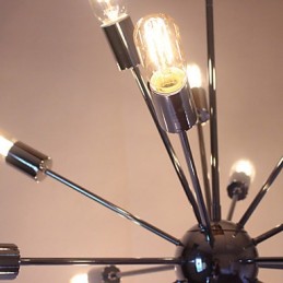 Lámpara de araña moderna con forma de globo para sala de estar, comedor, compras, tienda, noche, metal cromado