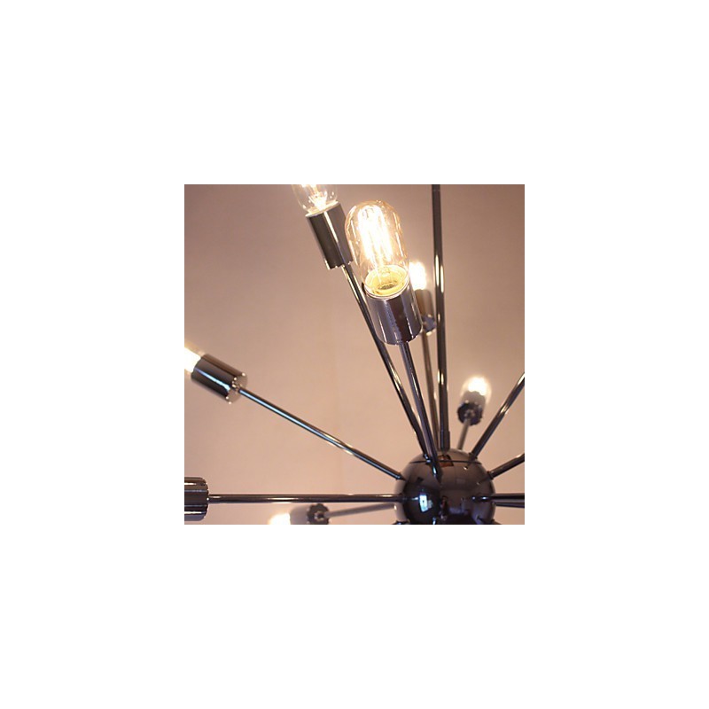 Lámpara de araña moderna con forma de globo para sala de estar, comedor, compras, tienda, noche, metal cromado