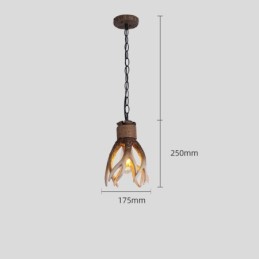Lámpara colgante antigua de asta, estilo rústico, artístico, retro, de una luz