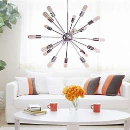 Lámpara de araña moderna con forma de globo para sala de estar, comedor, compras, tienda, noche, metal cromado