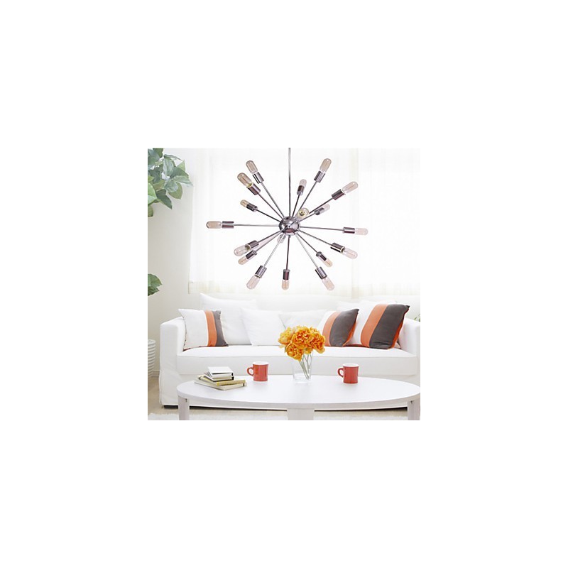 Lámpara de araña moderna con forma de globo para sala de estar, comedor, compras, tienda, noche, metal cromado