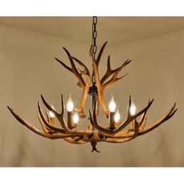 Lámpara de araña antigua de astas, estilo rústico, artístico, retro, de 6 luces
