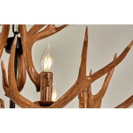 Lámpara de araña antigua de astas, estilo rústico, artístico, retro, de 6 luces