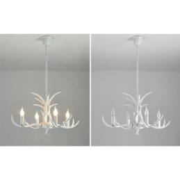 Lámpara de araña antigua de 4 luces, estilo rústico, artístico, retro, con forma de asta.