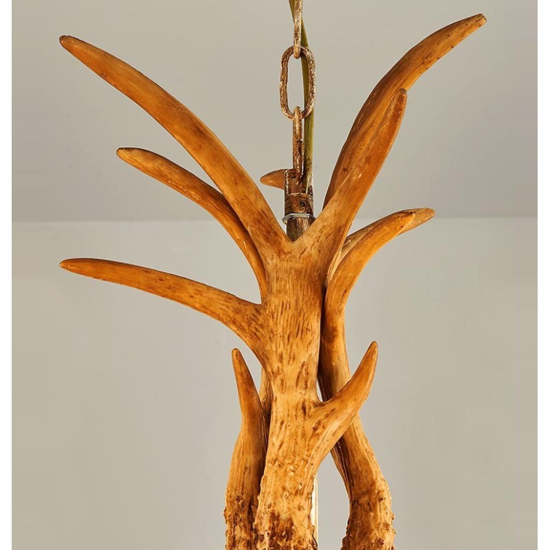 Lámpara de araña antigua de astas, estilo rústico, artístico, retro, de 6 luces