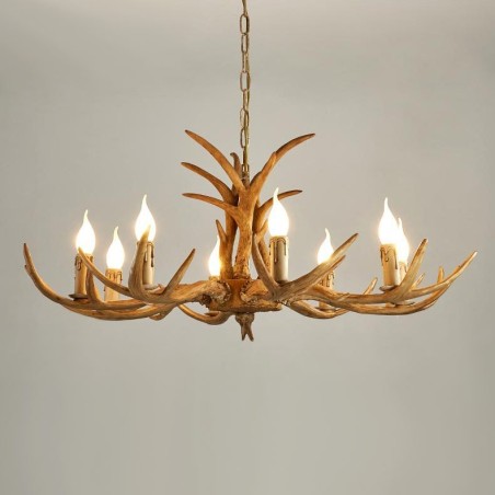 Lámpara de araña antigua de 8 luces con diseño rústico artístico retro de astas Lámpara de araña antigua de 8 luces con diseño rústico artístico retro de astas