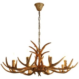 Lámpara de araña antigua de 8 luces con diseño rústico artístico retro de astas