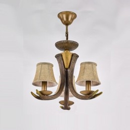 Lámpara de araña antigua de 3 luces con diseño rústico artístico retro de astas y pantallas